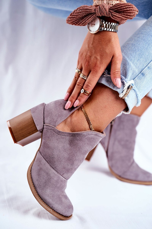 Жіночі чоботи на високій каблуці сірого кольору Meliori