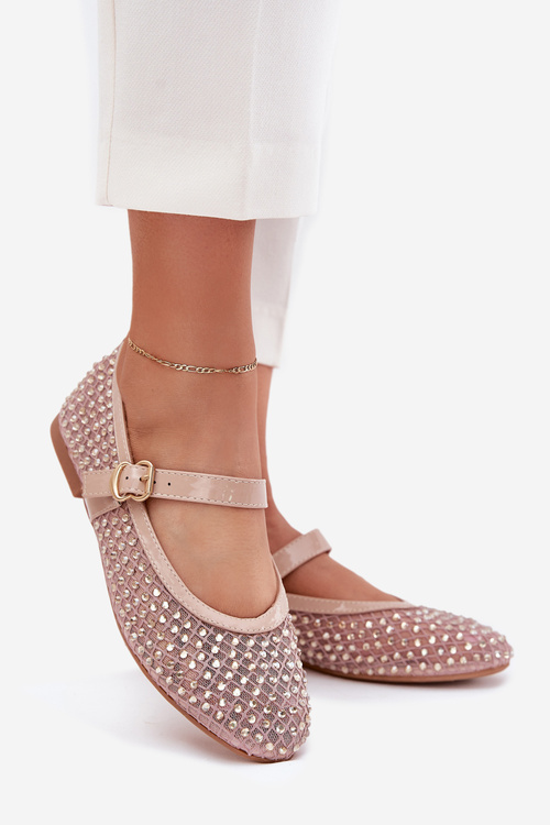 Прикрашені Жіночі Балерини З Ремінцем І Застібкою Бежеві Avirae