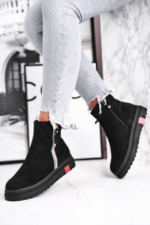 Жіночі черевики еко замшеві чорні Come Back