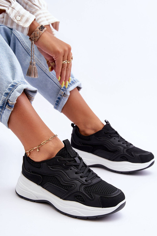 Жіночі спортивні кросівки на платформі чорно-білі Lomare