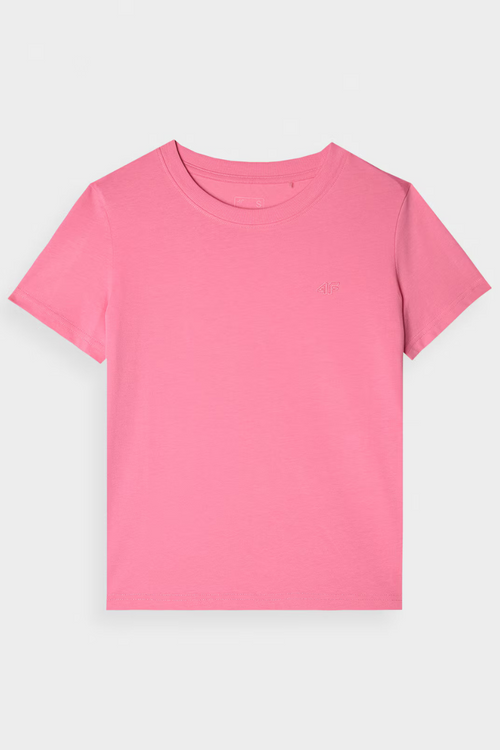 Гладка жіноча звичайна футболка 4F рожева 4FWAW24TTSHF1650-54S
