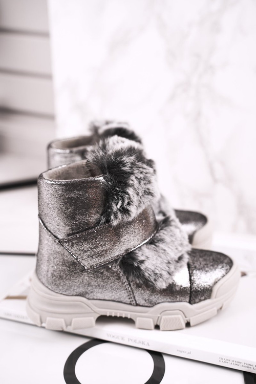 Чоботи дитячі теплі сірі Husar