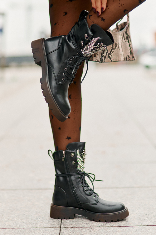 Ботильйони робочі з екошкіри, утеплені D&A, чорні MR880-080