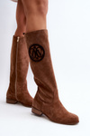 Жіночі коричневі замшеві чоботи вище коліна Zazoo 3367/2