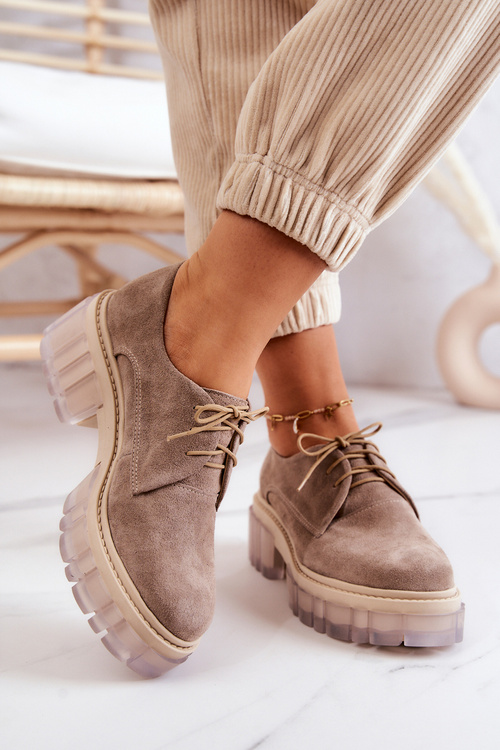 Модні замшеві лофери бежеві Lauriss