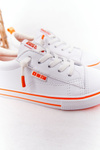 Дитячі шкіряні кросівки BIG STAR HH374036 біло-помаранчеві