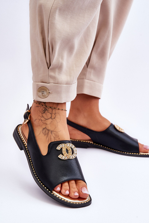 Жіночі босоніжки з декором S.Barski KV-2775-49 Чорні