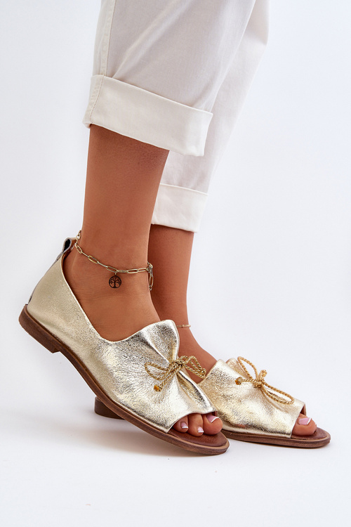 Шкіряні жіночі балетки Nicole 2660/064 Gold