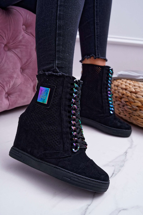 Жіночі ажурні замшеві кросівки Lu Boo Black Clamma