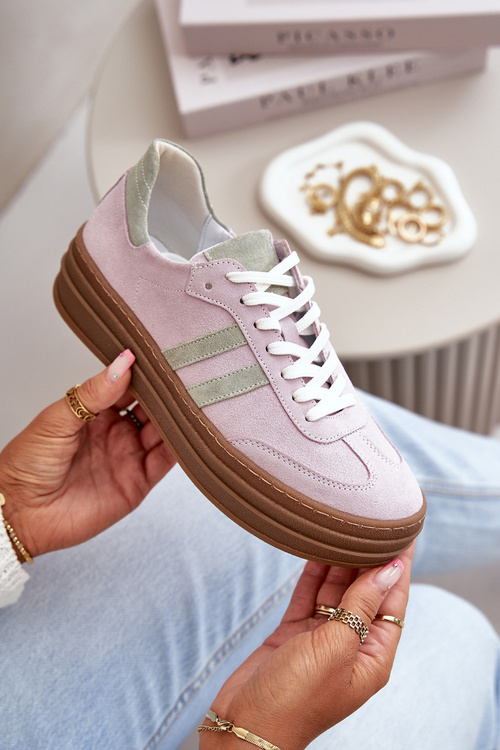 Жіночі замшеві кросівки на платформі Zazoo N1068S4 фіолетового кольору