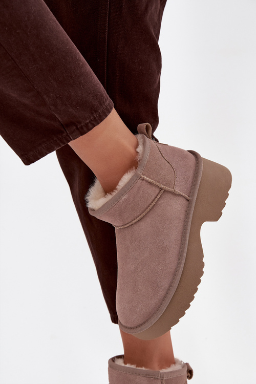 Жіночі зимові черевики з натурального замші з хутряною підкладкою Khaki Milora