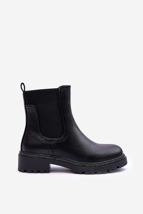 Шкіряні ботильйони жіночі чорні Crowder