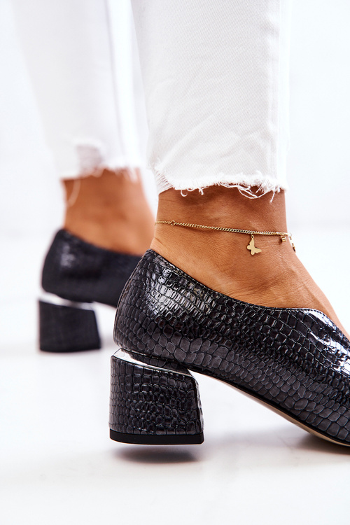 Шкіряні туфлі зі зміїної шкіри Dark Grey Alissa