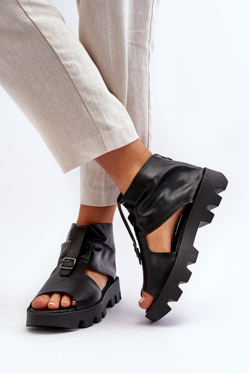 Шкіряні жіночі босоніжки Zazoo 999 із золотою блискавкою