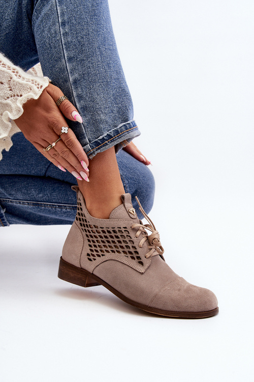 Бежеві жіночі замшеві чоботи Zazoo 2878 з низьким вирізом