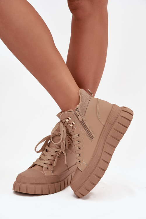 Жіночі утеплені ботфорти трапер на платформі Camel Carenna
