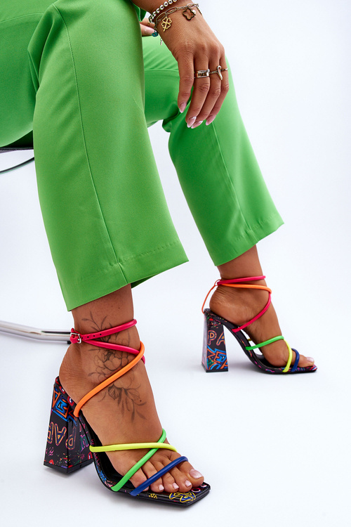 Модні різнокольорові босоніжки Josette на високих підборах