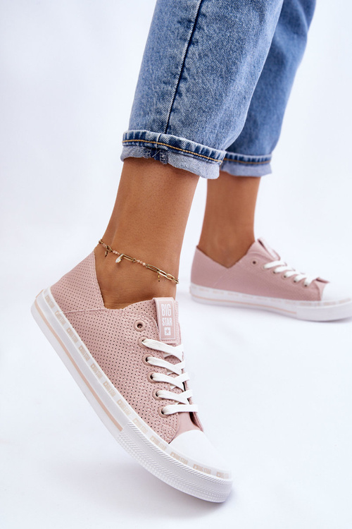 Жіночі шкіряні низькі кросівки Big Star LL274015 Рожеві