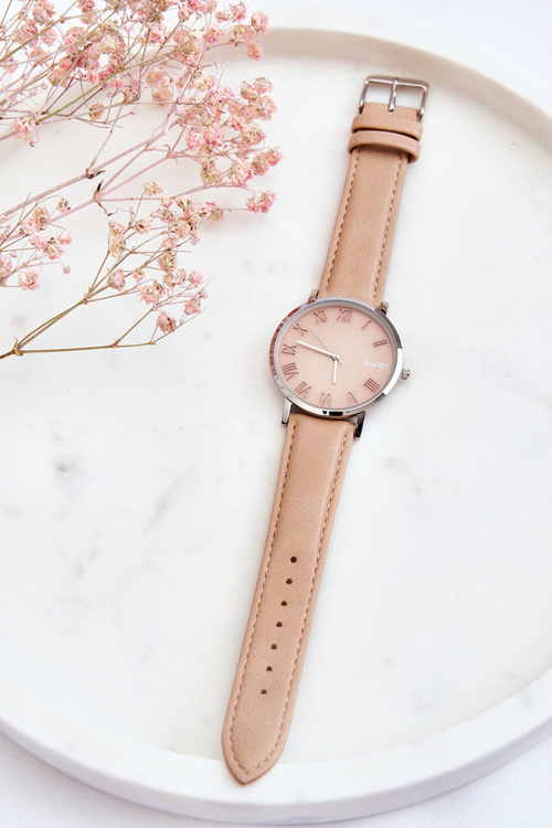 Жіночий аналоговий годинник на ремінці ERNEST Beige