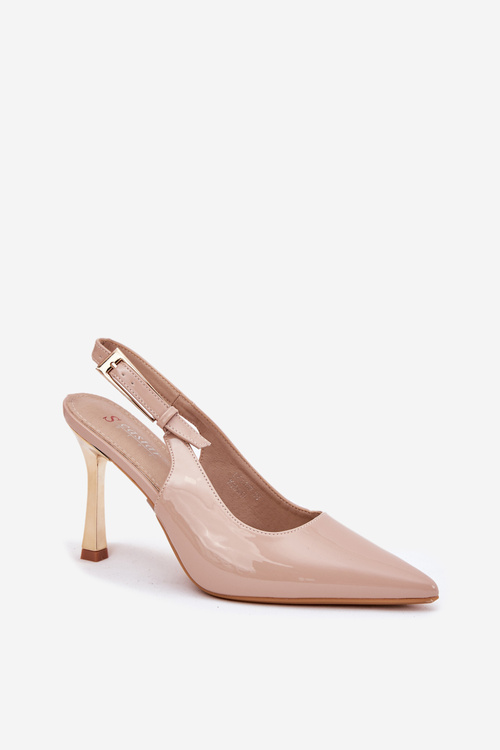 Лаковані Туфлі З Відкритою Пяткою І Загостреними Носками Бежеві Rivori