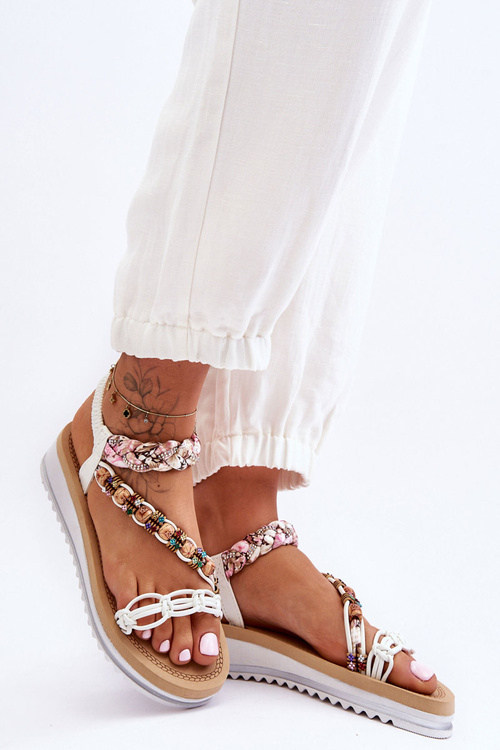 Зручні жіночі босоніжки на танкетці білі Jodie