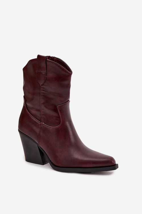 Жіночі ковбойські чоботи з еко-шкіри на підборах Bordeaux Sorelia