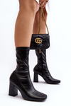 Жіночі ботильйони з квадратним носом і шпилькою чорні Glavina
