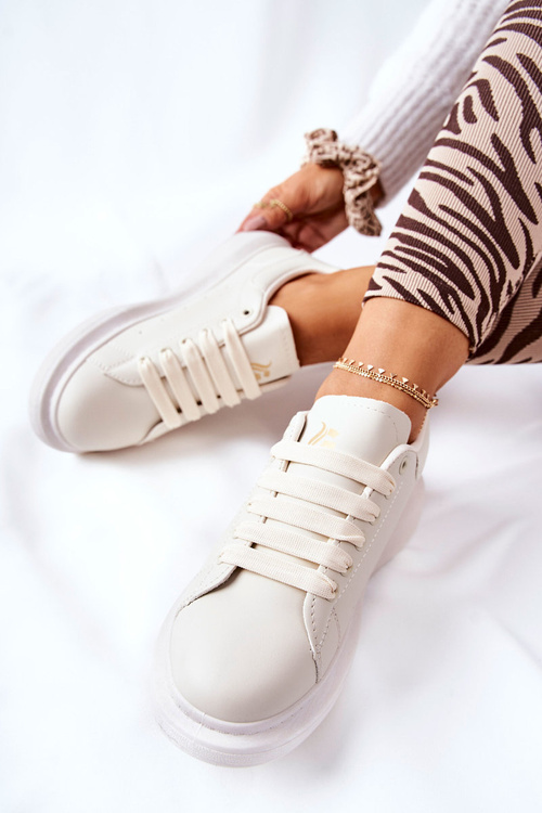 Шкіряні кросівки на платформі бежеві Lemmy