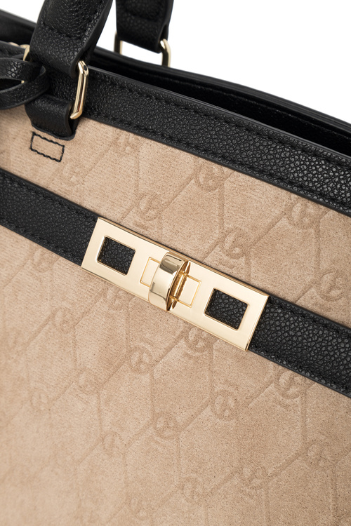 Велика класична сумка Nobo R1710-C015 Бежево-чорна