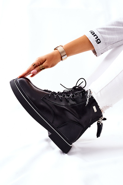 Жіночі шкіряні високі чоботи GOE II2N4014 Чорні