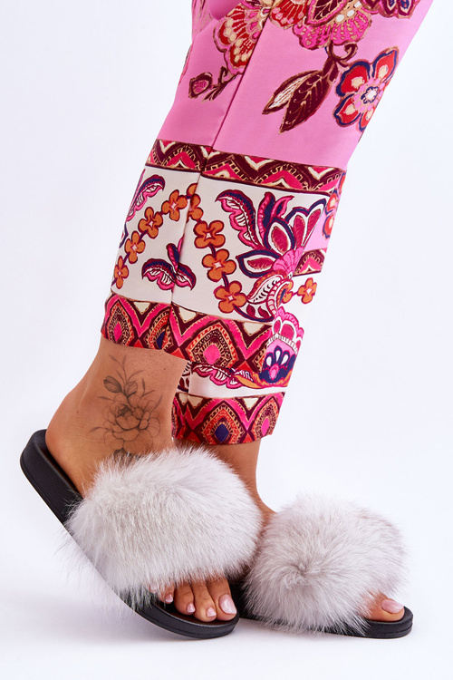 Тапочки з натуральним хутром Білі Натуріс