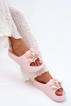 Жіночі Пінопластові Сандалі На Платформі З Бантом І Брошкою Рожеві Marlize