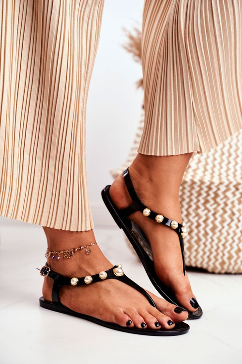 Жіночі гумові босоніжки Перли Чорні Японські Деніз