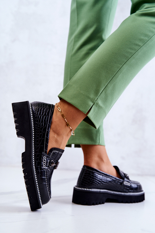 Шкіряні туфлі Snake With Ornament Black Adison