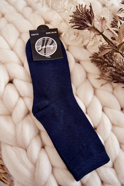 Жіночі класичні бавовняні шкарпетки темно-синього кольору