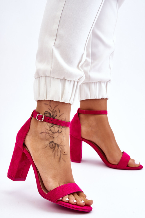 Класичні замшеві босоніжки на підборах фуксії Аміна