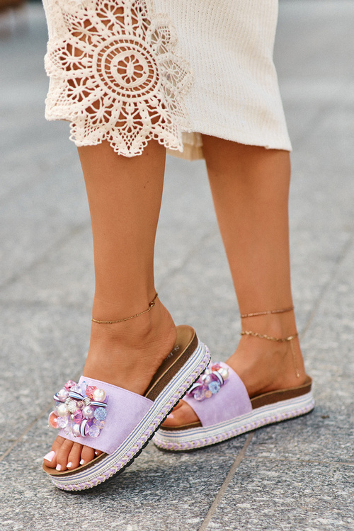 Жіночі гірки на платформі з декором S.Barski HY077 Фіолетовий