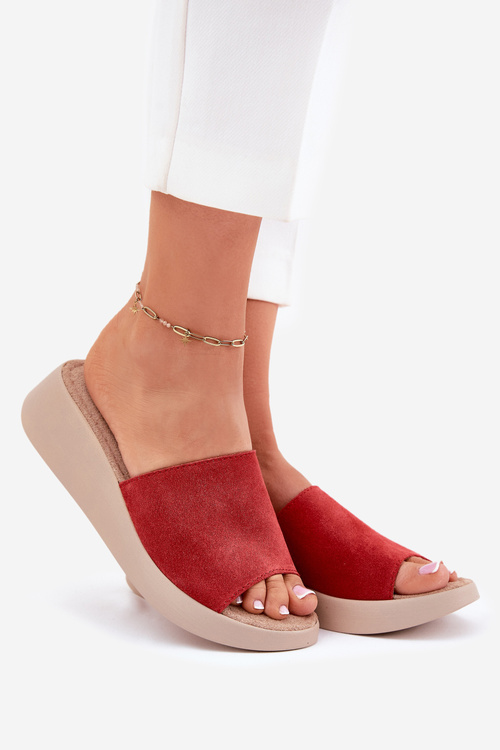 Замшеві Жіночі Сандалі На Танкетці Panto Fino Червоні RR267040