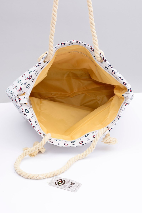 Жіноча біла велика темно-синя пляжна сумочка