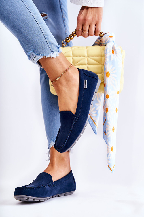 Жіночі замшеві лофери темно-сині Millare