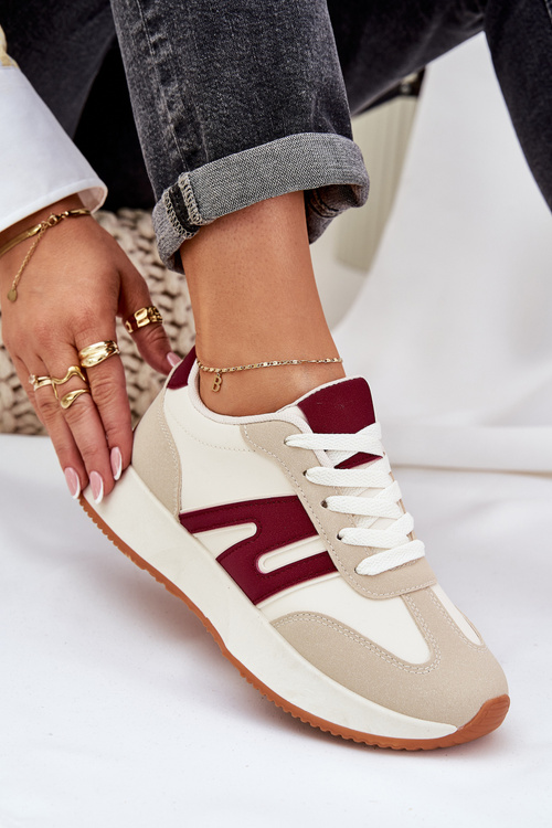 Жіночі Спортивне Взуття На Платформі Бежево-Червоне Emidi