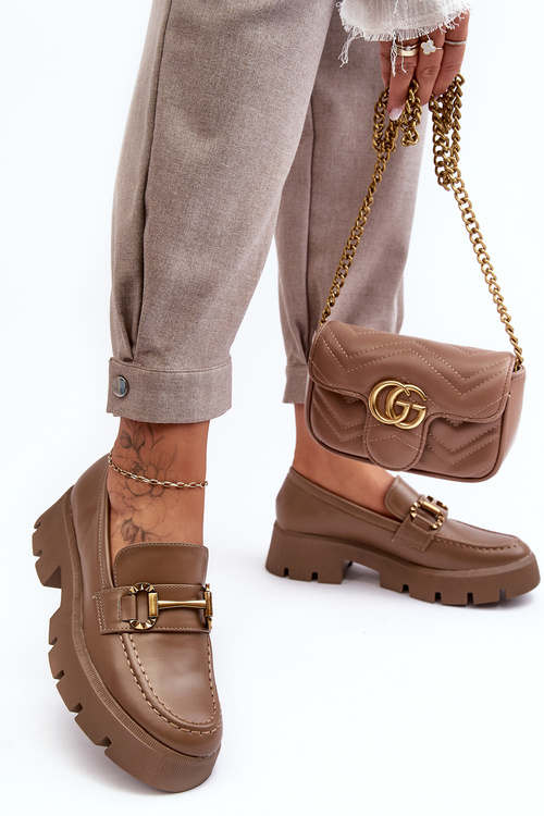 Жіночі лофери з прикрасами кольору хакі Peuria