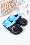 Дитячі поролонові тапочки Crocs Black-Blue Oliver