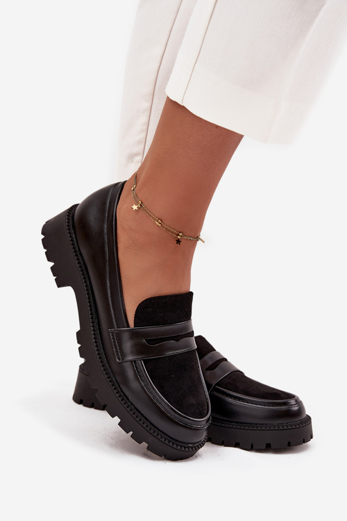 Жіночі мокасини з еко шкіри чорні Cailen