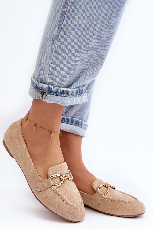 Жіночі лофери з бежевим декором Гана