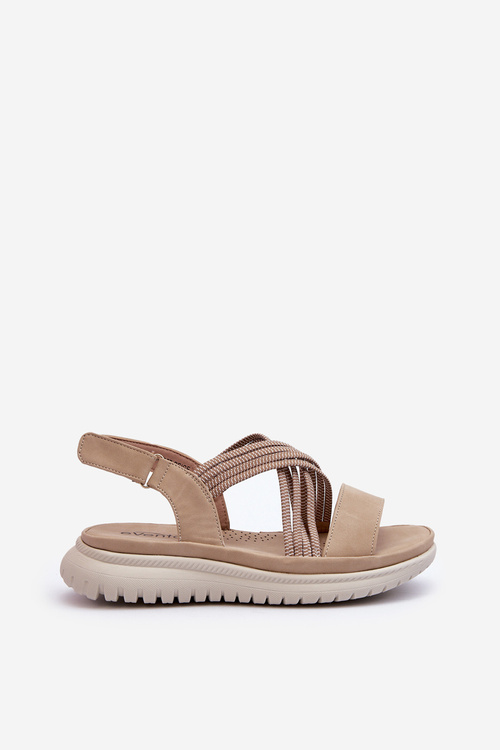 Легкі жіночі зручні босоніжки на липучці бежеві Ceclea