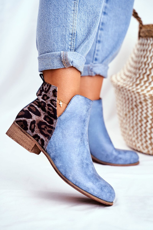 Жіночі чоботи на плоскій підошві Весняні блакитні Viva