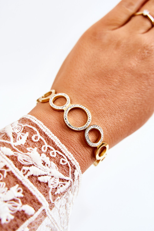 Жіночий сталевий браслет з цирконами Gold Faith