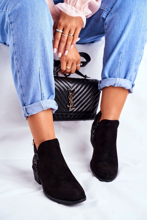 Жіночі весняні черевики на плоскій підошві Чорні Елізабет