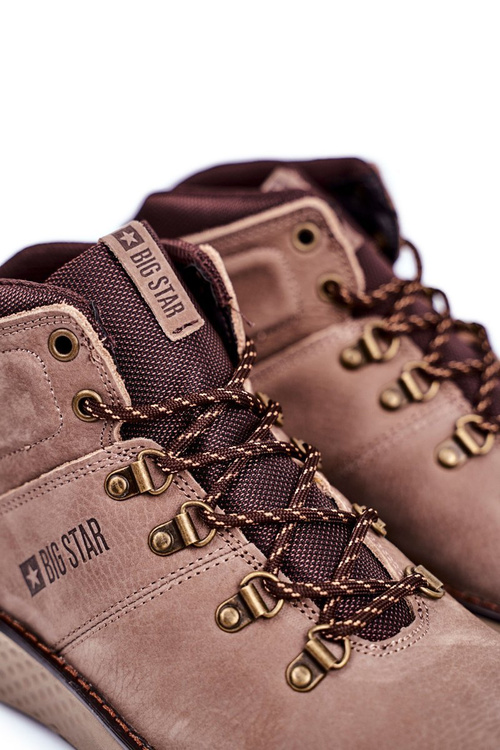 Чоловічі трекінгові черевики шкіряні Big Star Brown GG174492